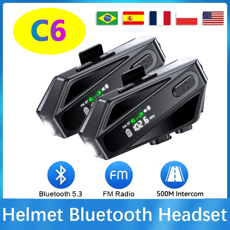 1/2PC C6 Motorcycle Helmet Blu - Full Face Motorcycle Helmet With Bluetooth recension och pris