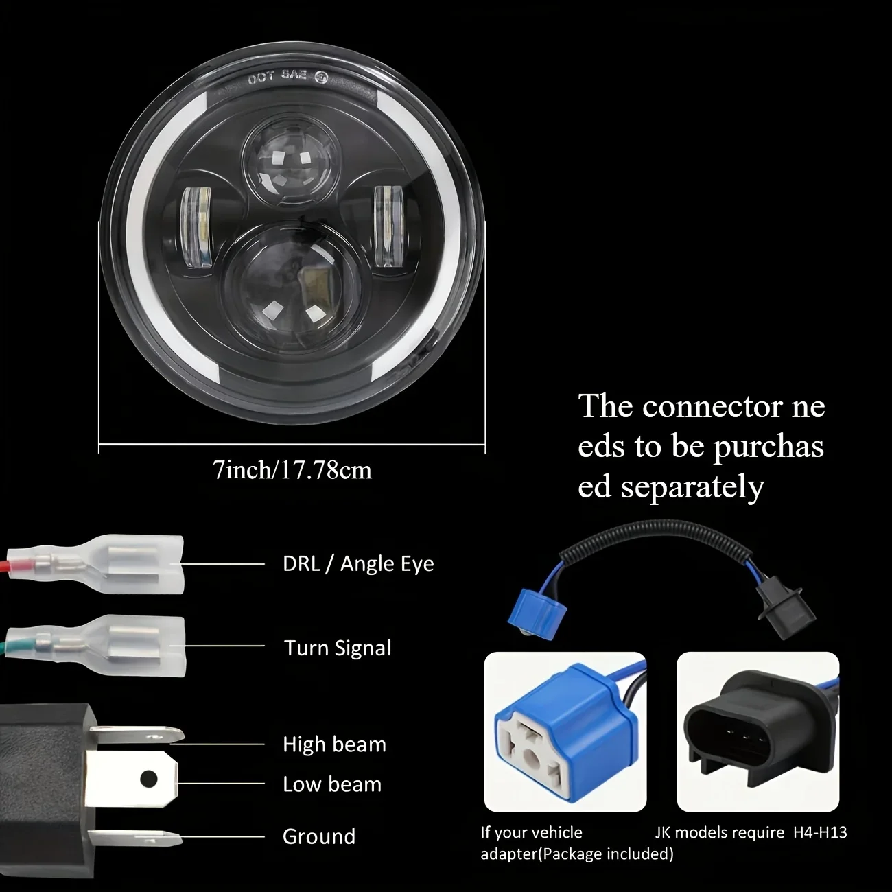 50W 7Inch 17.78cm LED Angel Ey - Universal Motorcycle Led Headlight Projector recension och pris
