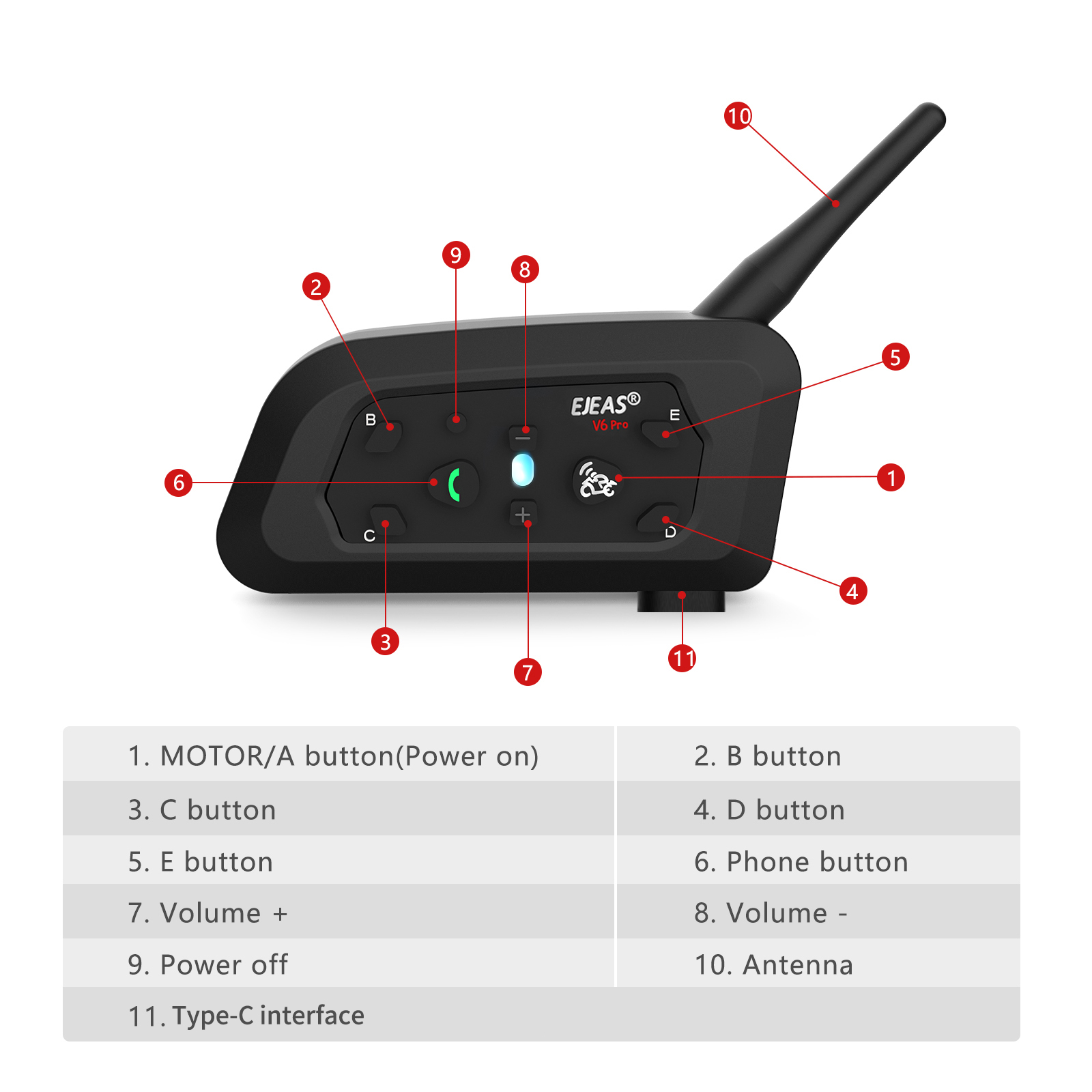 NewEJEAS V6 Pro Full Duplex Mo - Motorcycle Helmets recension och pris